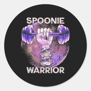 Lupus Spoonie Warrior Barbell Purple Fist Strong G Classic Round Sticker