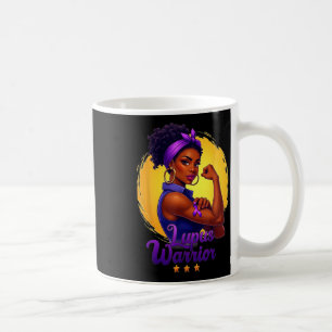 Lupus Warrior Afro Black Woman Wear Purple Ribbon Coffee Mug