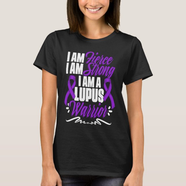 Lupus Warrior  Lupus Purple Ribbon Lupus Awareness T-Shirt (Front)