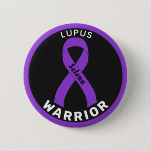 Lupus Warrior Ribbon Black Button