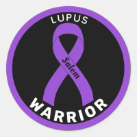 Lupus Warrior Ribbon Black Round Sticker
