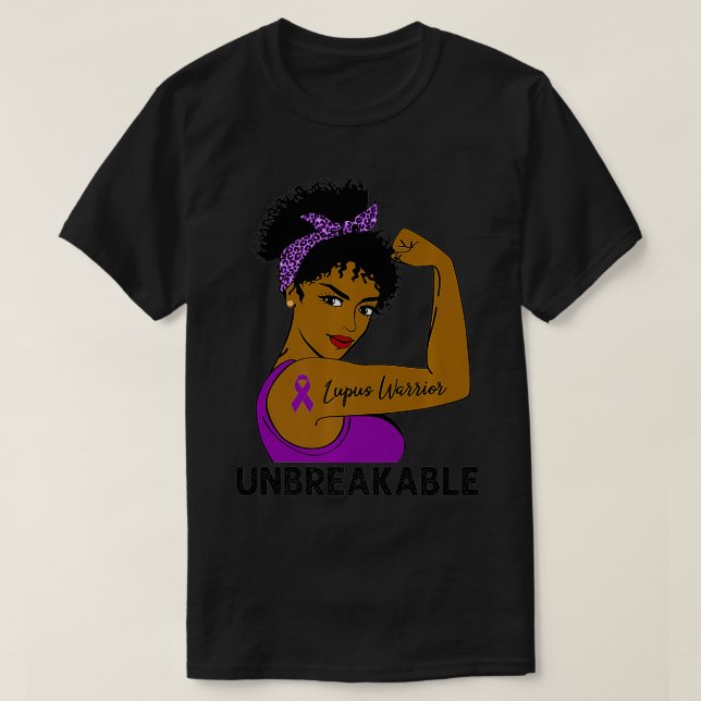 Lupus Warrior Strong Black Women Unbreakable Aware T-Shirt (Design Front)
