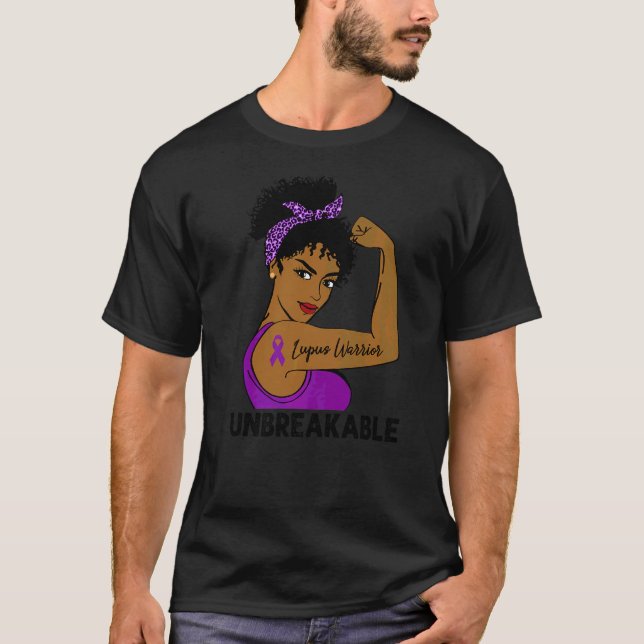 Lupus Warrior Strong Black Women Unbreakable Aware T-Shirt (Front)