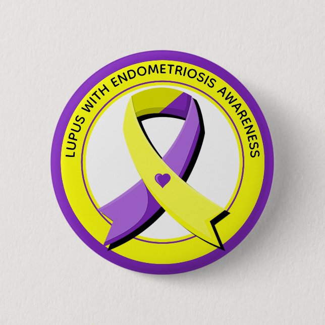 Lupus with Endometriosis Awareness Heart 6 Cm Round Badge (Front)