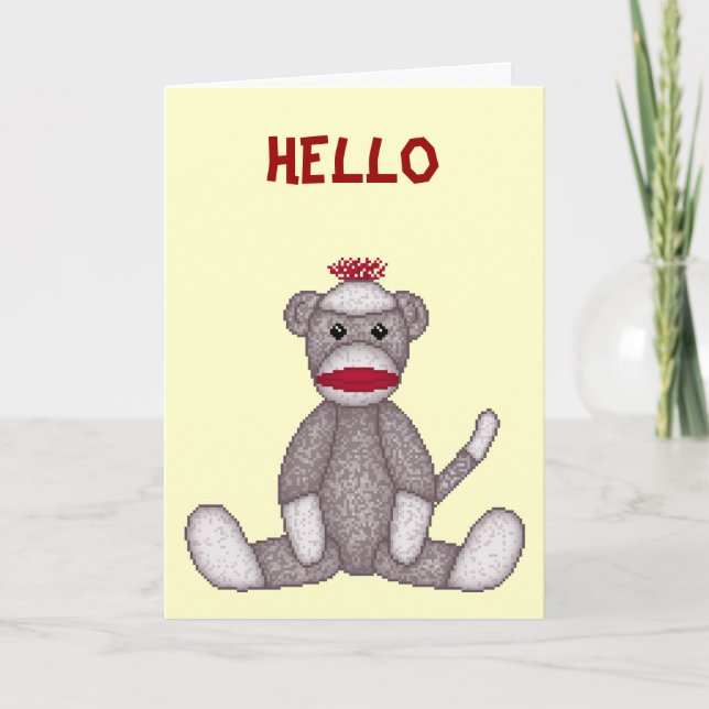 Lura's Sock Monkey Note Card (Front)