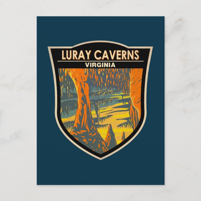 Luray Caverns Virginia Travel Art Badge Postcard (Front)