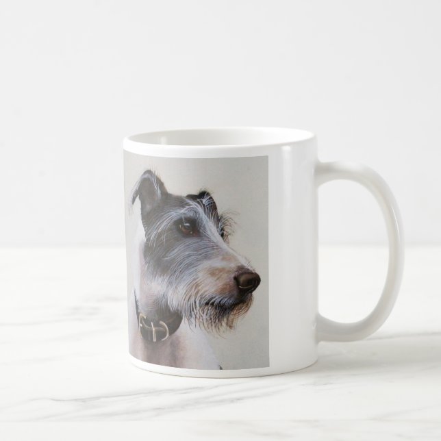 Lurcher watercolor with "Man's Best Friend" text Coffee Mug (Right)