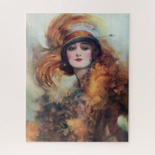 Lure of the green eyes vintage woman jigsaw puzzle