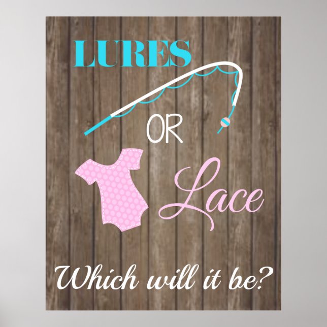 Lures or lace Gender reveal welcome sign (Front)