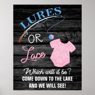 Lures or Lace Wooden Gender Reveal Baby Sign