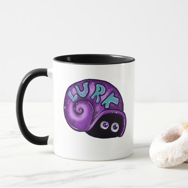 Lurk Introvert Snail Emote  Mug (With Donut)