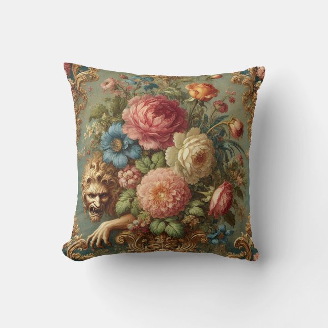 Lurking in Luxury – Gothic Floral Design Cushion (Front)