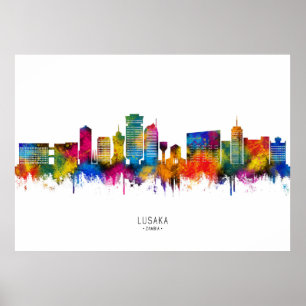 Lusaka Zambia Skyline Poster