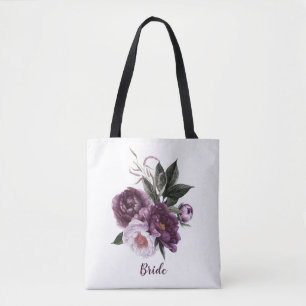 Luscious Dark Purple and Plum Peonies Bride Tote Bag