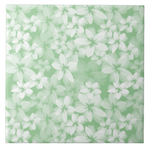 Luscious Green Floral Ceramic Tile