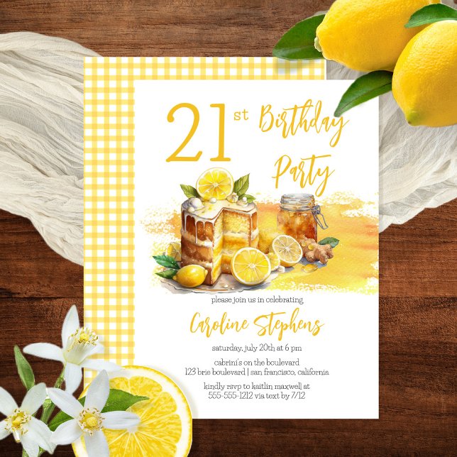 Luscious Lemon Cake Ginger Tea 21st Birthday Party Invitation (Creator Uploaded)