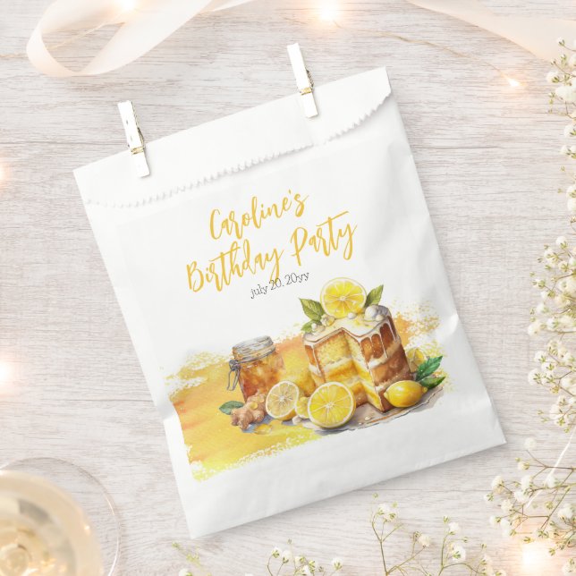 Luscious Lemon Cake Ginger Tea Birthday Party Favour Bag (Clipped)