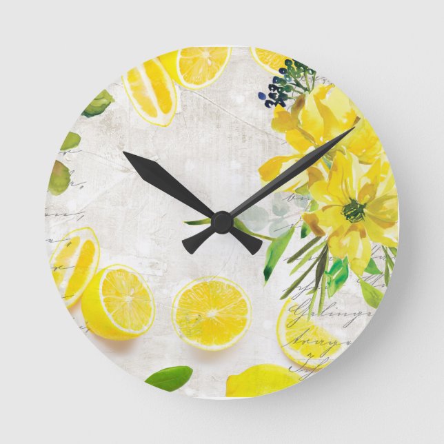 Luscious Lemons Round Clock (Front)