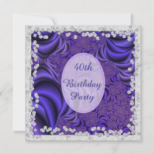 Luscious Lilac & Diamonds 40th Birthday Party Invitation