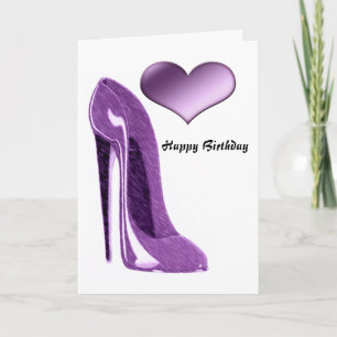 Luscious Lilac Stiletto High Heel Shoe and Heart Card