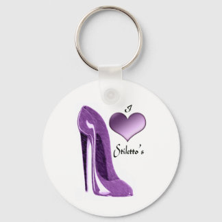 Luscious Lilac Stiletto Shoe and 3D Heart Key Ring