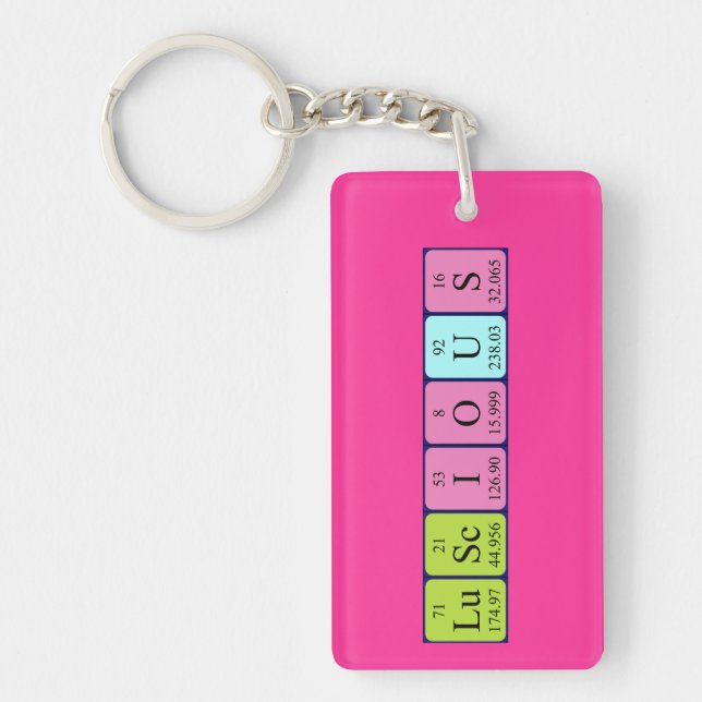 Luscious periodic table word keyring (Front)