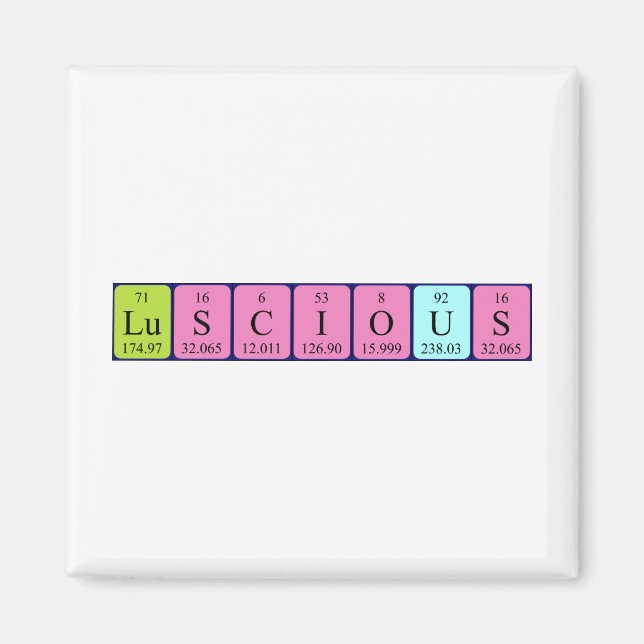 Luscious periodic table word magnet (Front)