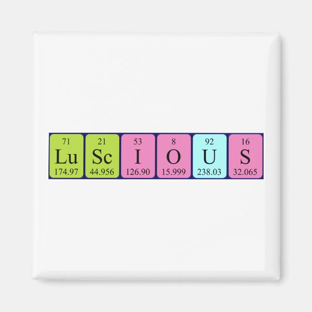 Luscious periodic table word magnet (Front)