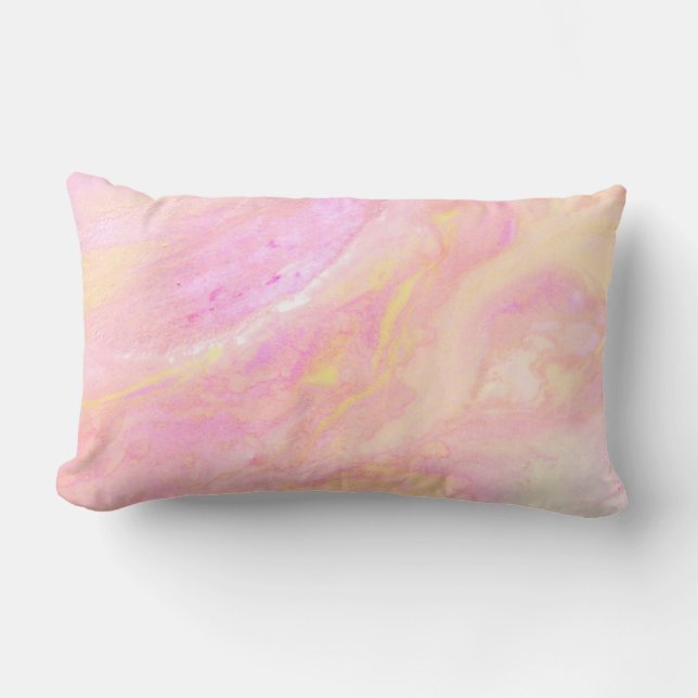 *~* Luscious Pink  Abstract Marble Iridescent Lumbar Cushion (Front)