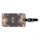 Luscious Pink Floral Taupe Brown Custom Name