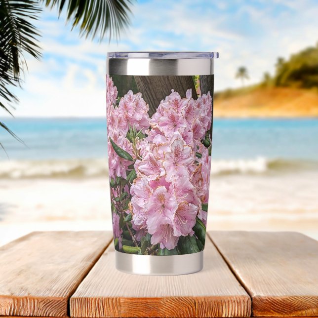 Luscious Pink Rhododendron Blooms Floral Insulated Tumbler (Beach)