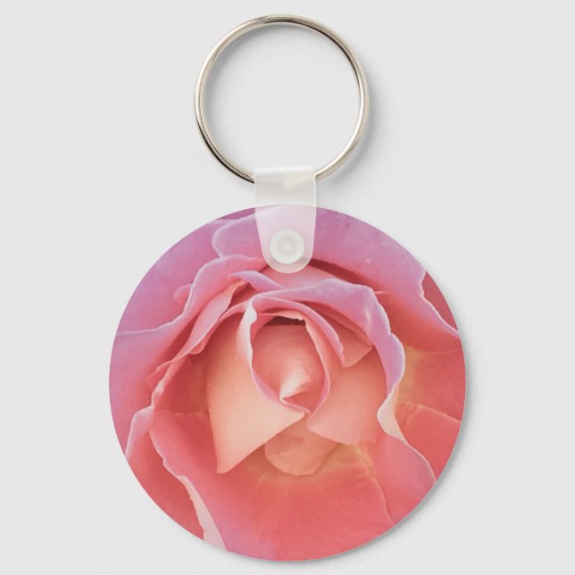 Luscious Pink Rose Key Ring (Front)