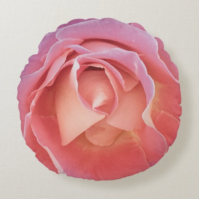 Luscious Pink Rose Round Cushion (Front)