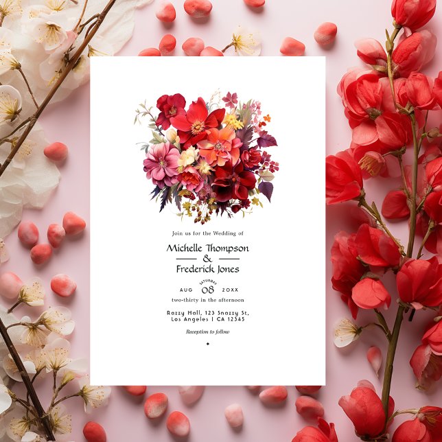 Luscious Red Floral Wedding Invitation (Creator Uploaded)
