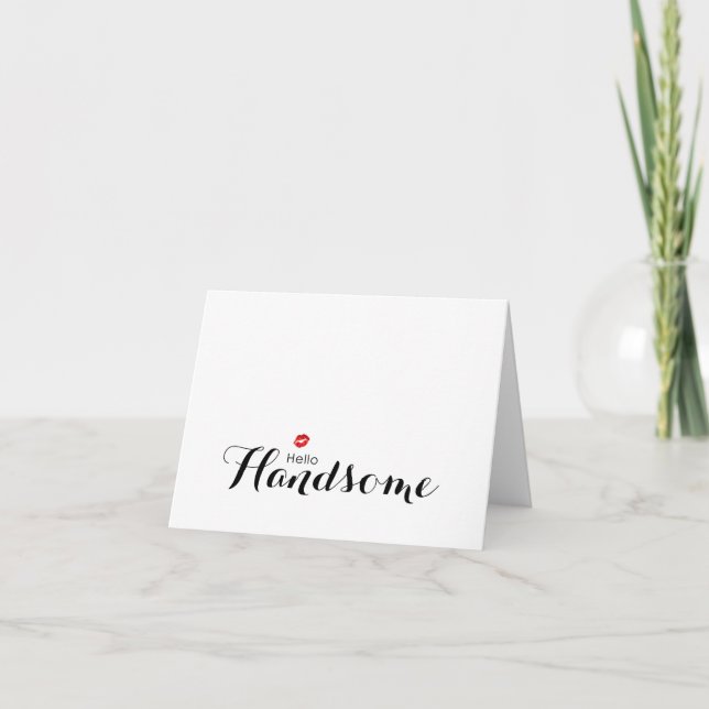 Luscious Red Lips Hello Handsome Card (Front)