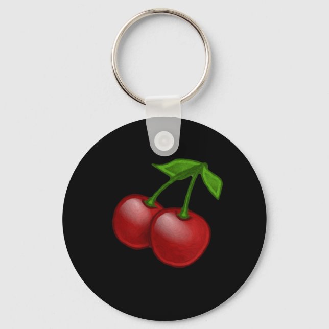 Luscious Retro Cherries Key Ring (Front)