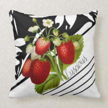 Luscious Strawberries on Black and White Graphic