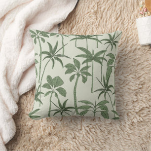 Lush Accent: Botanical Palm Vintage Sage Cushion