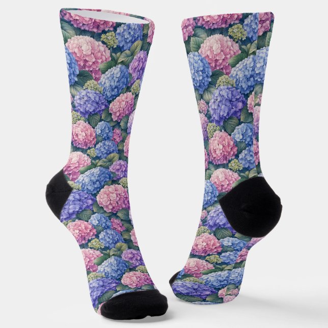 Lush Blooming Hydrangea Gardens Socks (Angled)