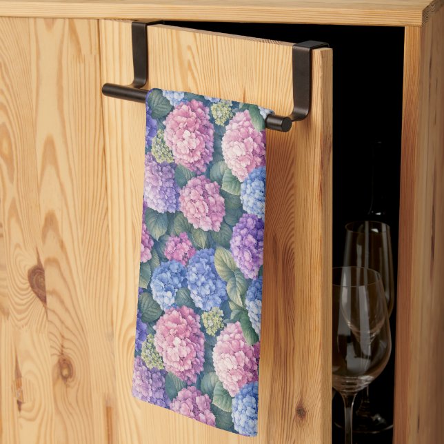 Lush Blooming Hydrangea Gardens Tea Towel (Thirds Fold)