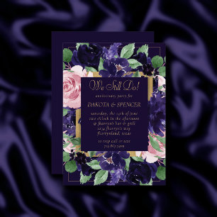 Lush Blossom   Pink and Purple Wreath Anniversary Invitation