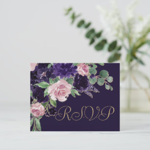 Lush Blossom Purple and Pink Rose Bouquet RSVP Postcard