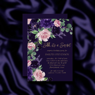 Lush Blossom   Purple and Pink Rose Surprise Party Invitation