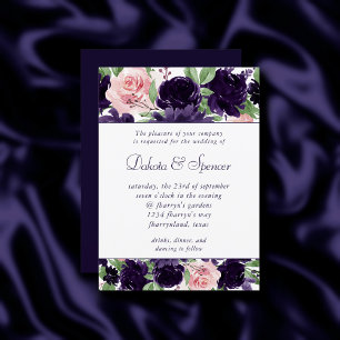 Lush Blossoms Purple and Pink Bouquet Garland Invitation