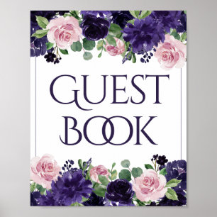 Lush Blossoms   Purple and Pink Guest Book Sign