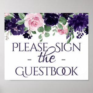 Lush Blossoms   Purple and PInk Guestbook Sign