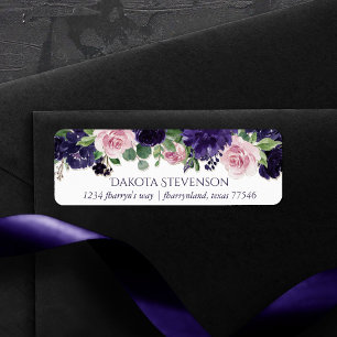 Lush Blossoms   Purple and Pink Rose Address Return Address Label