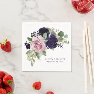 Lush Blossoms Purple and Pink Rose Bouquet Napkin