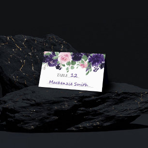Lush Blossoms Purple and Pink Rose Bouquet Place Card