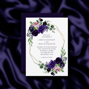 Lush Blossoms   Purple and Pink Rose Floral Frame Invitation